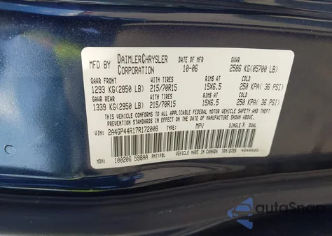 2007 Chrysler Town & Country Lx from USA, damaged, VIN 2A4GP44R17R172008